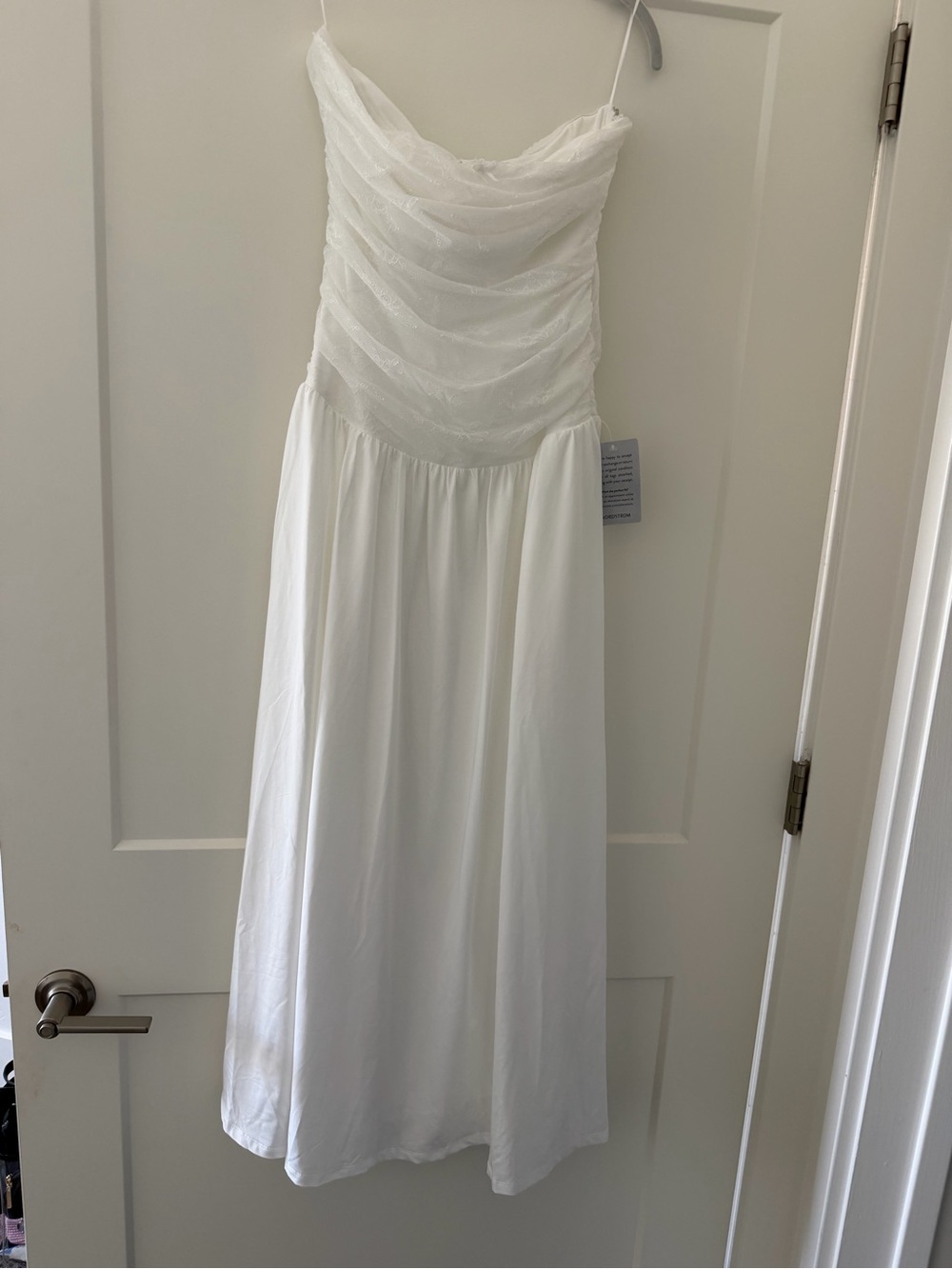 Nordstrom White Strapless Ruched Bodice Dress
